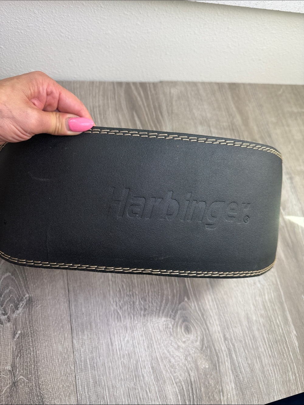 Harbinger Black Leather Weightlifting Belt - Supportive Men's Belt size large